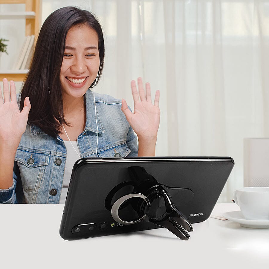 Set of 2 Pieces Cell Phone Ring Holder Stand (Size: 6.1x3.4x0.9cm) - Black