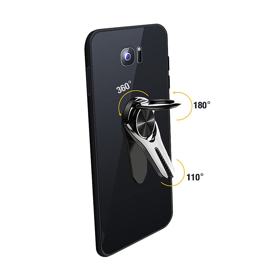 Set of 2 Pieces Cell Phone Ring Holder Stand (Size: 6.1x3.4x0.9cm) - Black