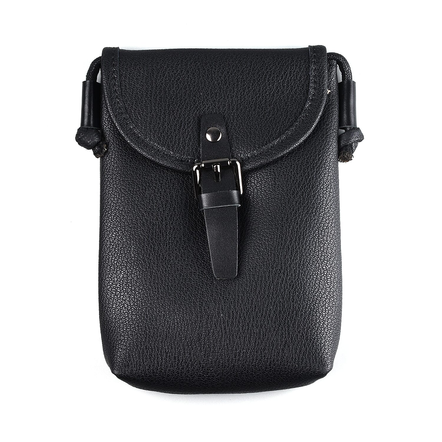  Genuine Leather Crossbody Bag - Black