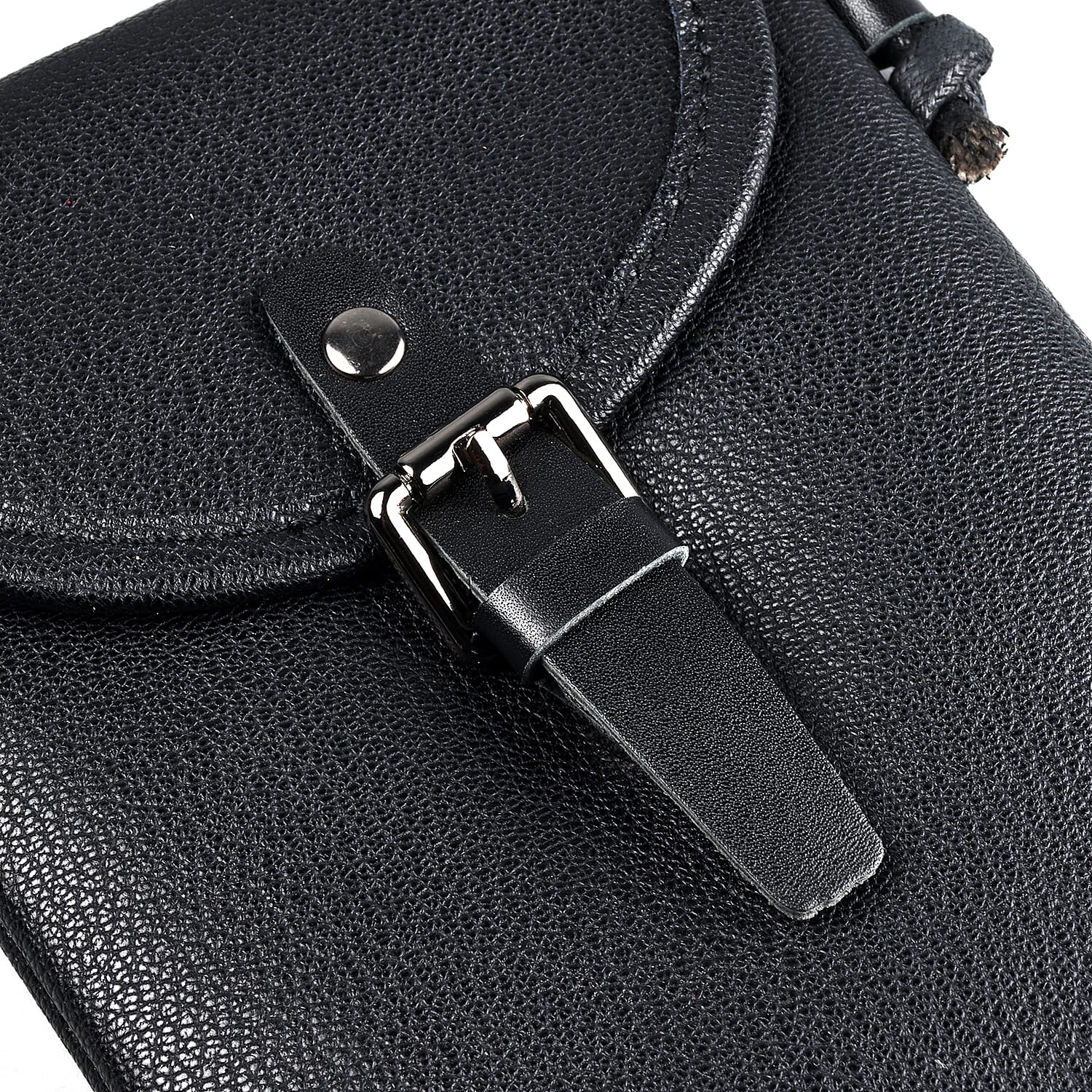  Genuine Leather Crossbody Bag - Black