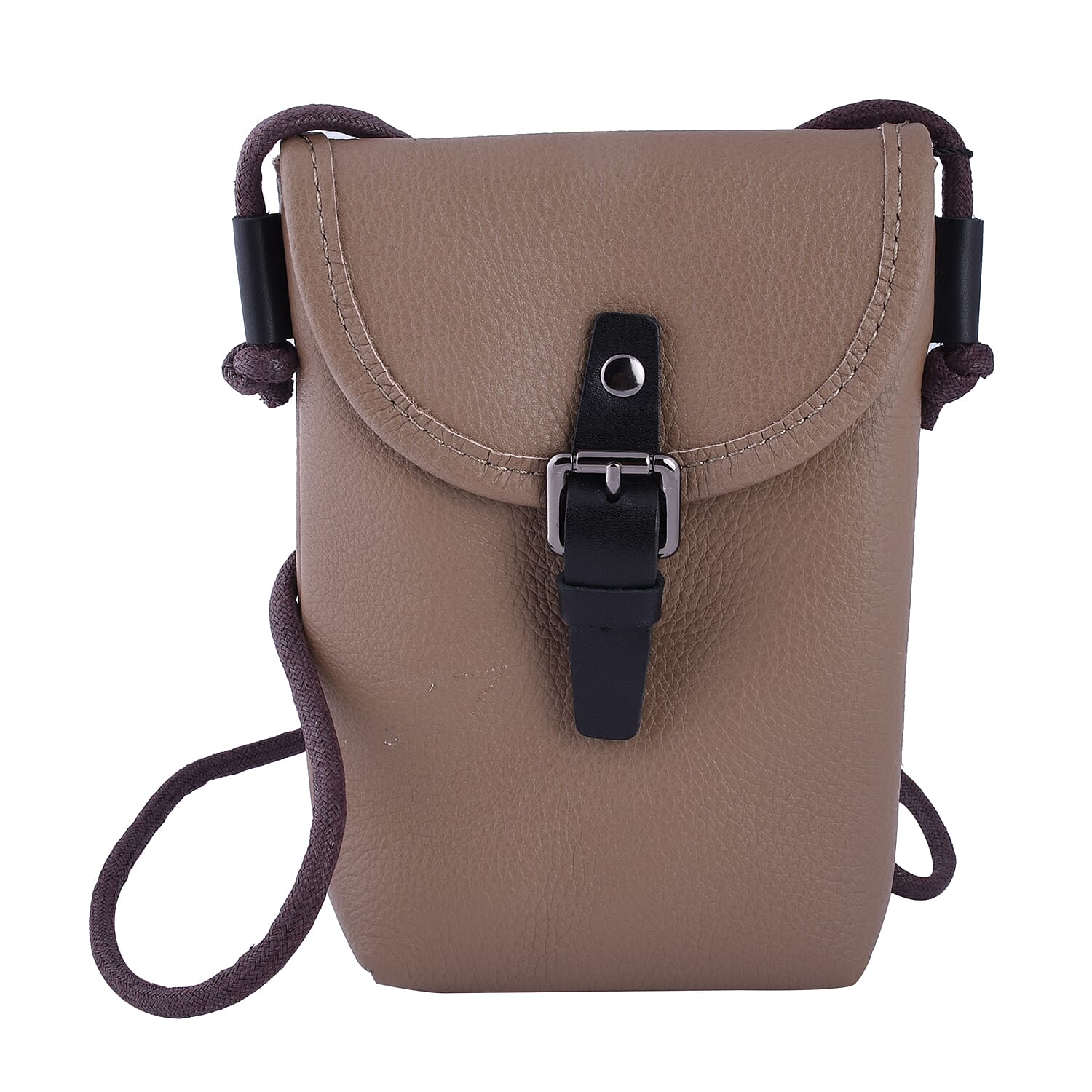 100% Genuine Leather Crossbody Bag with Shoulder Strap (Size 13x4x20cm) - Grey