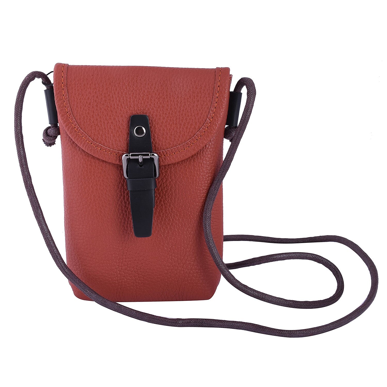 100% Genuine Leather Crossbody Bag with Shoulder Strap (Size 13x4x20cm) - Mustard