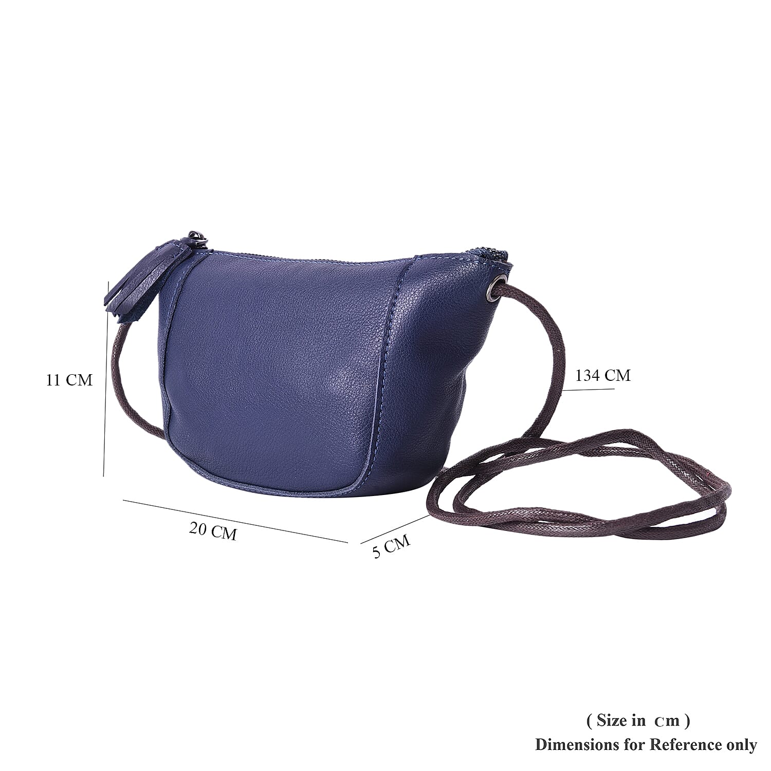 Genuine Leather Middle Size Crossbody Bag - Black