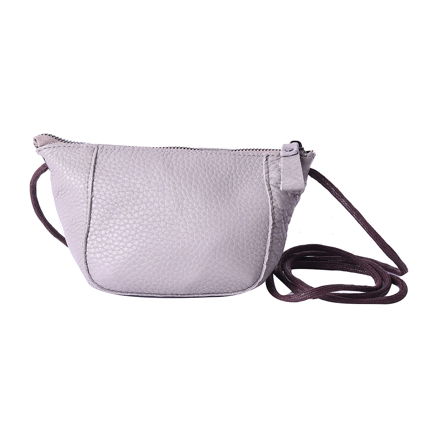 100% Genuine Leather Crossbody Bag with Shoulder Strap (Size 20x11x5Cm) - Grey