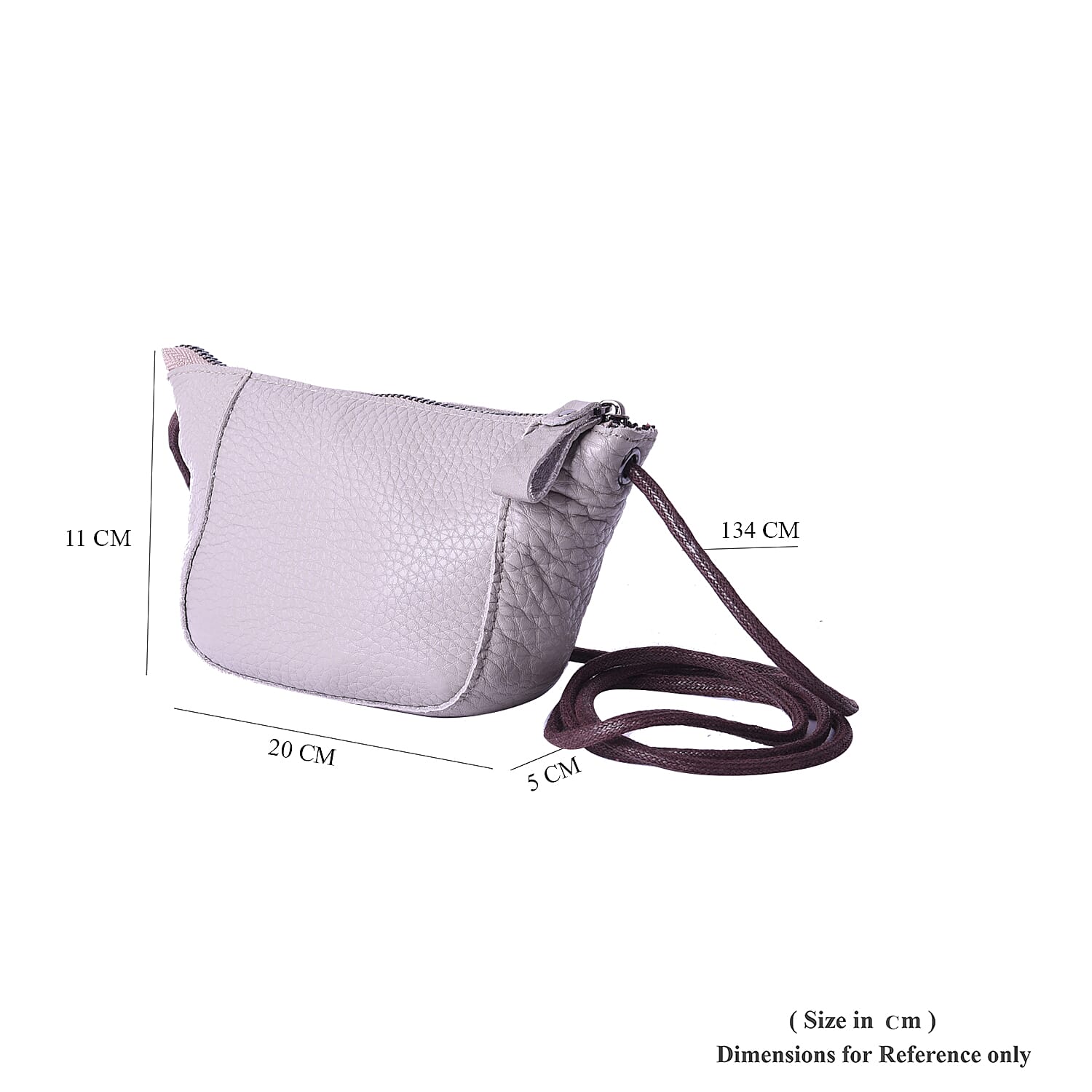 100% Genuine Leather Crossbody Bag with Shoulder Strap (Size 20x11x5Cm) - Grey