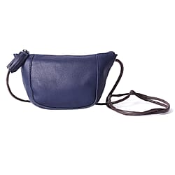 enuine Leather Middle Size Crossbody Bag - Navy