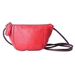 Genuine Leather Middle Size Crossbody Bag - Red