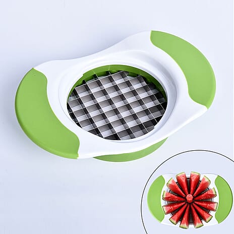 Cutter and Fruit Slicer (Size-18x12x2 Cm) - White & Green