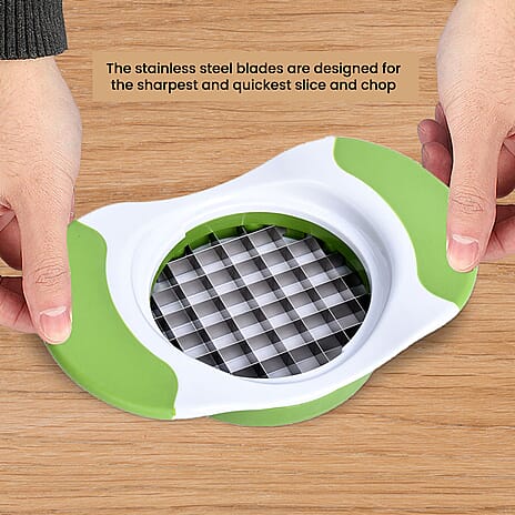 Cutter and Fruit Slicer (Size-18x12x2 Cm) - White & Green