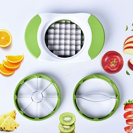 Cutter and Fruit Slicer (Size-18x12x2 Cm) - White & Green
