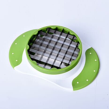Cutter and Fruit Slicer (Size-18x12x2 Cm) - White & Green