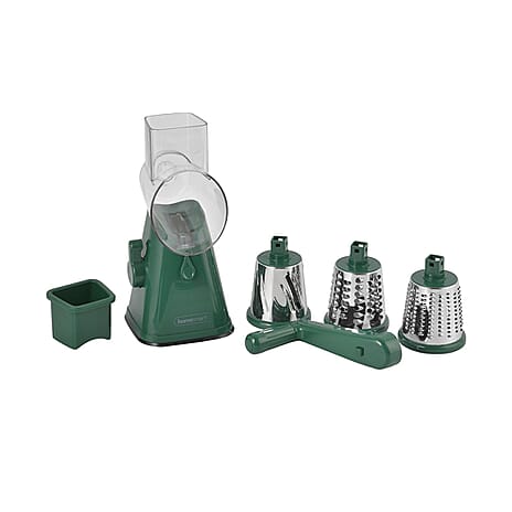 Whizzy Chopper - 3 in 1 - Vegetable and Fruit Slicer with One Slicing, Shredding and Grating Blade (Size 18x14x28 Cm) - Dark Green