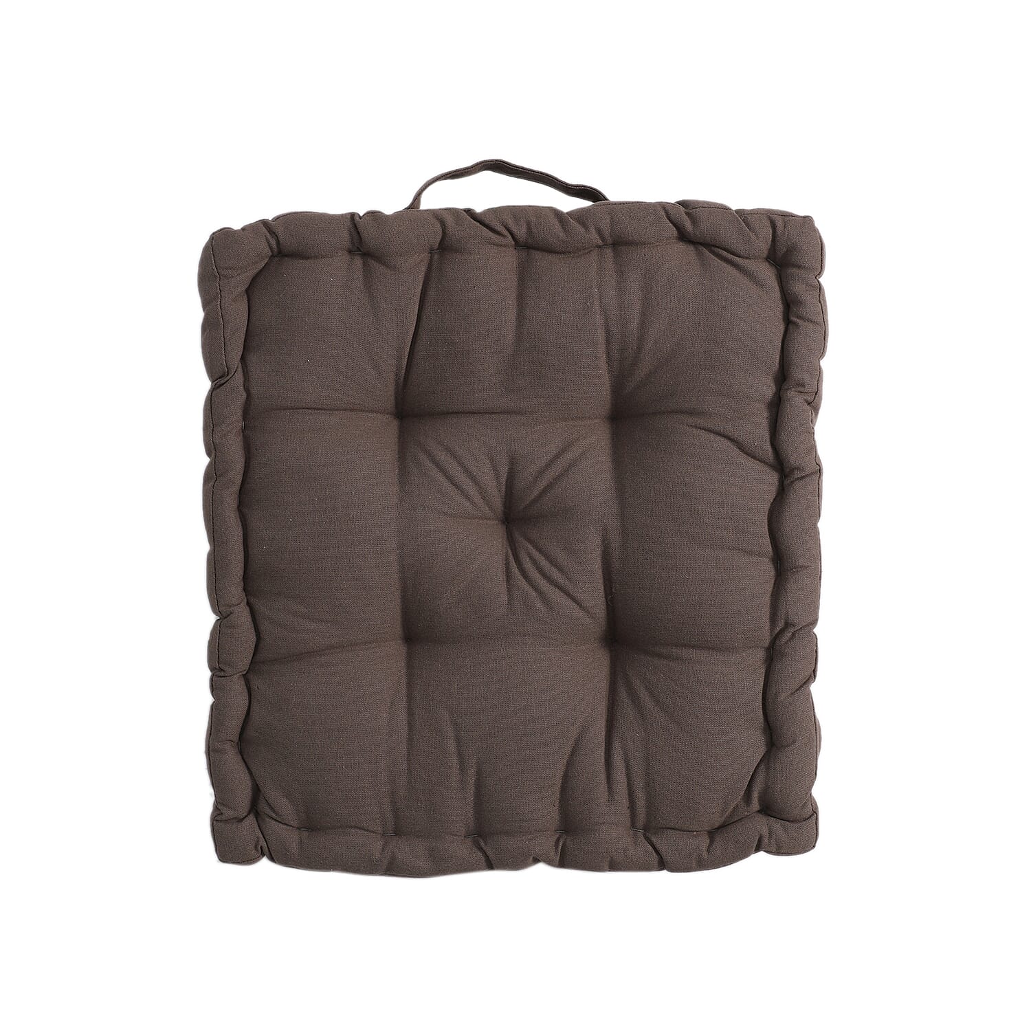 Set Of 2, Floor 100% Cotton Cushion with Filling Of Cotton Recycled Fiber  (40X10X40 CM ) - Solid Light Brown