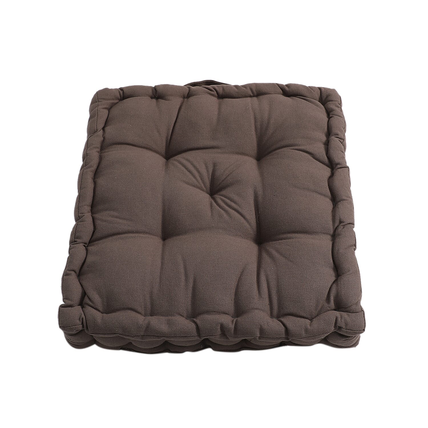 Set Of 2, Floor 100% Cotton Cushion with Filling Of Cotton Recycled Fiber  (40X10X40 CM ) - Solid Light Brown