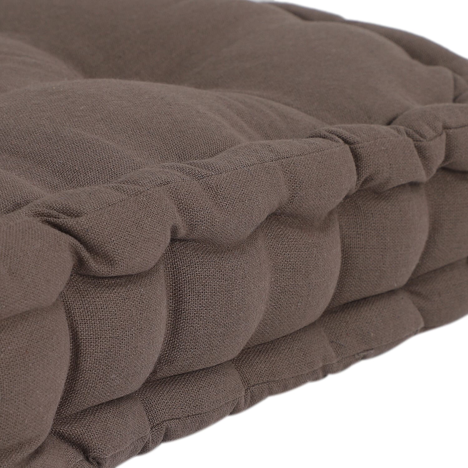 Set Of 2, Floor 100% Cotton Cushion with Filling Of Cotton Recycled Fiber  (40X10X40 CM ) - Solid Light Brown