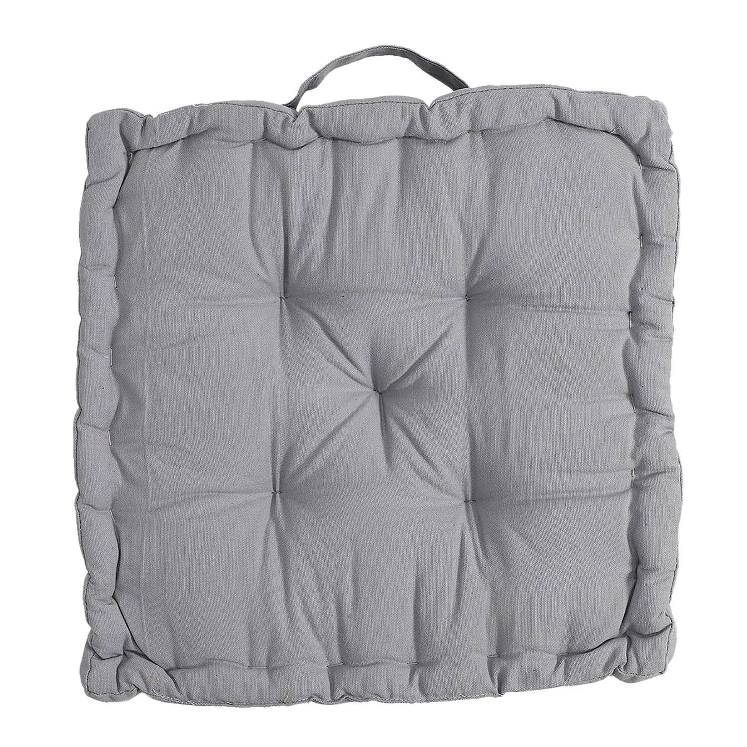 Set Of 2 - Floor 100% Cotton Cushion with Filling Of Cotton Recycled Fibre (40X10X40 CM ) - Light Grey