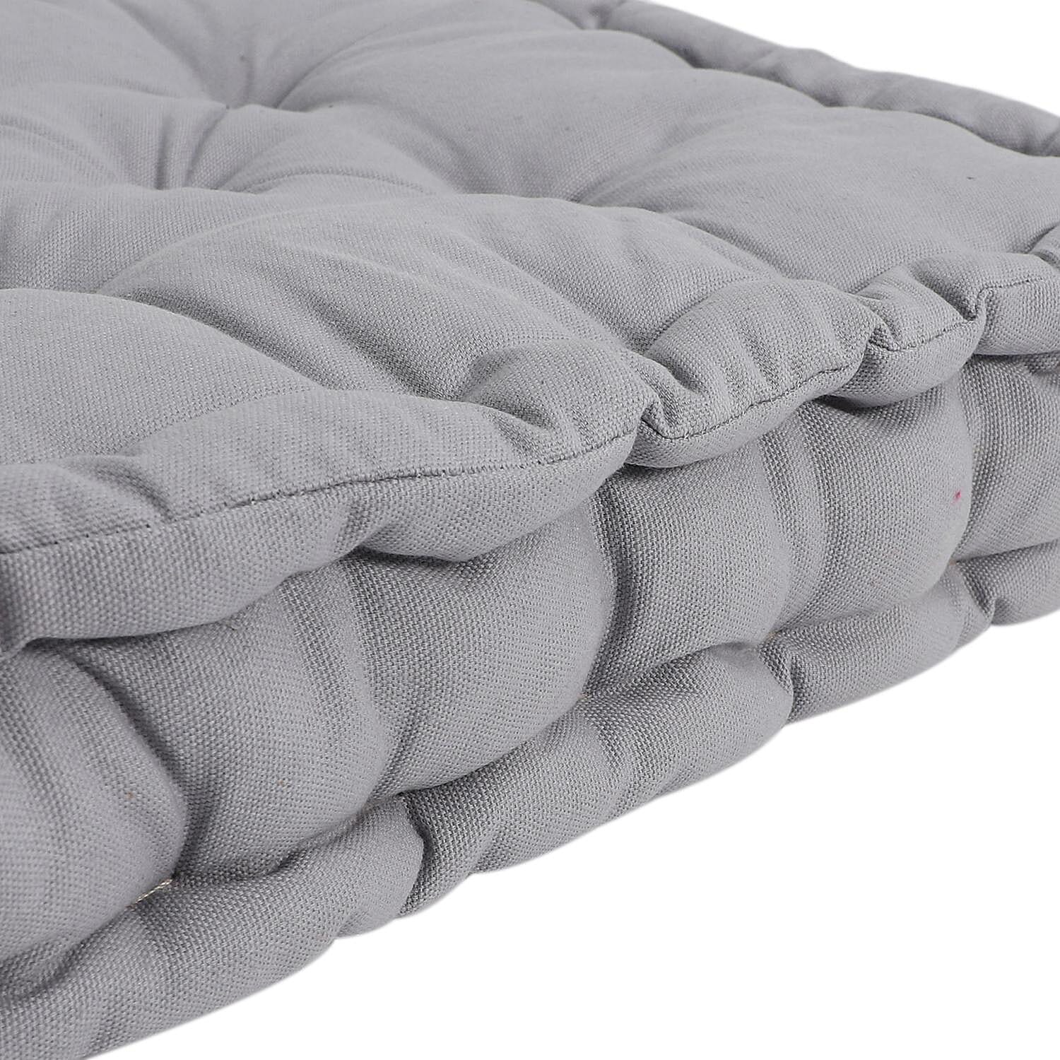 Set Of 2 - Floor 100% Cotton Cushion with Filling Of Cotton Recycled Fibre (40X10X40 CM ) - Light Grey