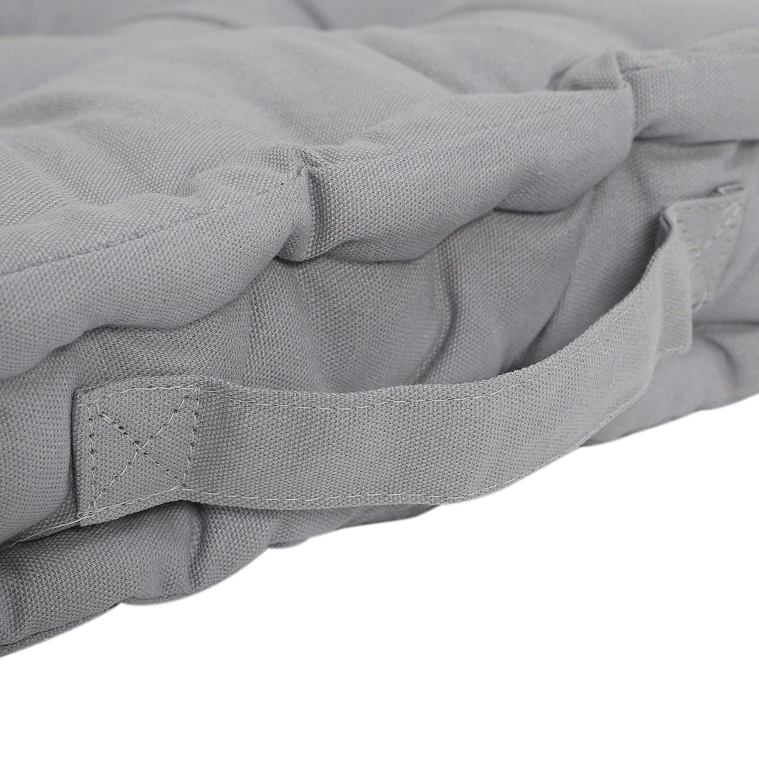 Set Of 2 - Floor 100% Cotton Cushion with Filling Of Cotton Recycled Fibre (40X10X40 CM ) - Light Grey