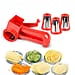 Handheld non-electric Slicer, Grater, Grinder with 3 removable blades - Red