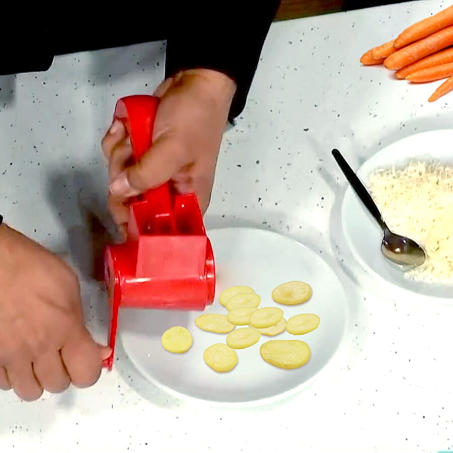 Handheld Non-Electric Slicer, Grater, Grinder with 3 Removable Blades - Red