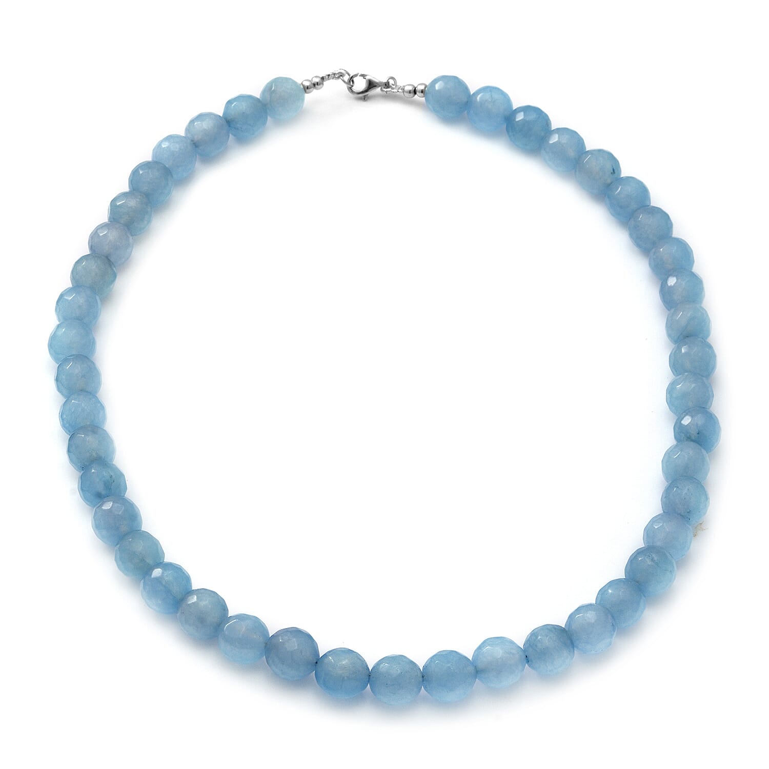 Blue Chalcedony Quartz Beaded Necklace (Size 18) in Sterling Silver 250.00 Ct