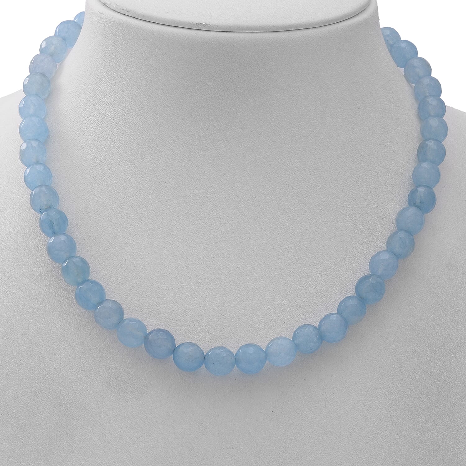 Blue Chalcedony Quartz Beaded Necklace (Size 18) in Sterling Silver 250.00 Ct
