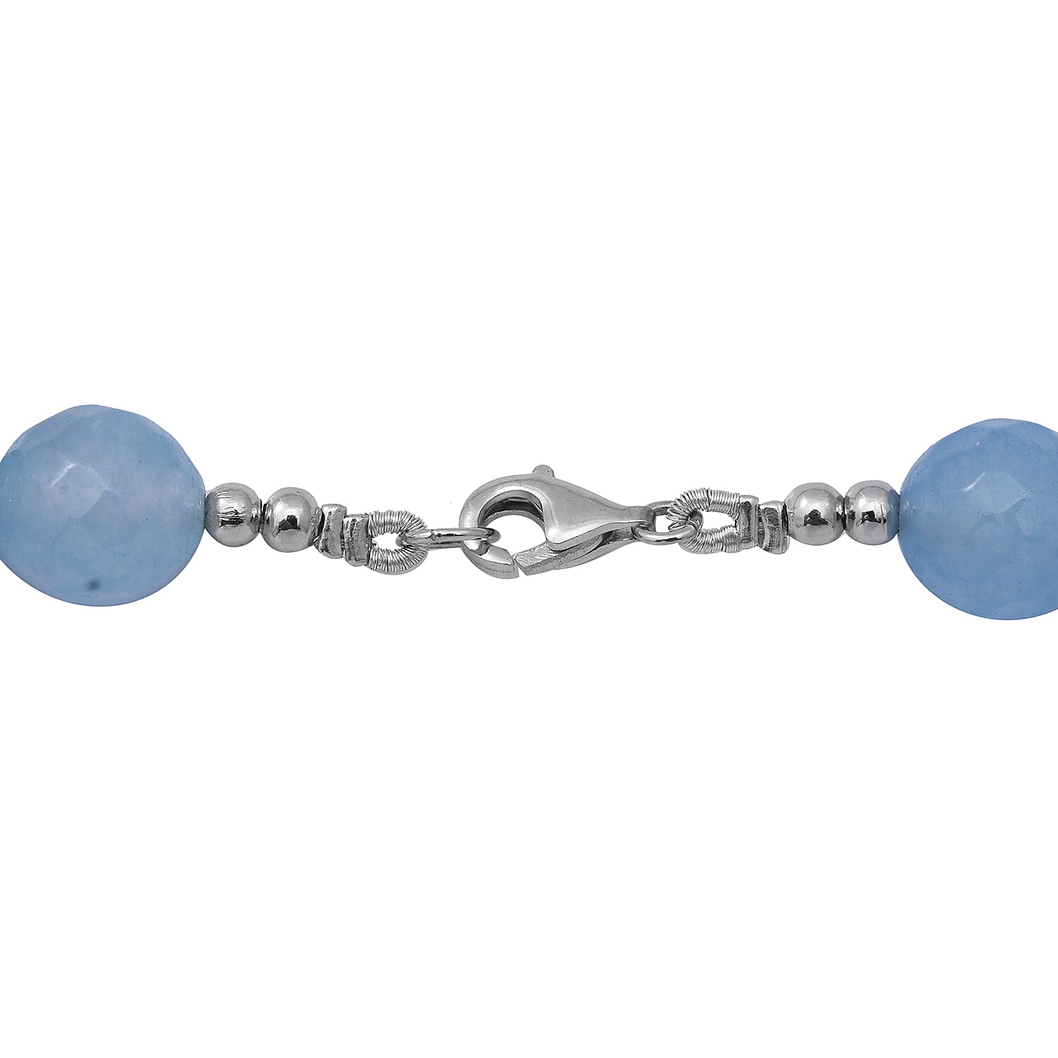 Blue Chalcedony Quartz Beaded Necklace (Size 18) in Sterling Silver 250.00 Ct