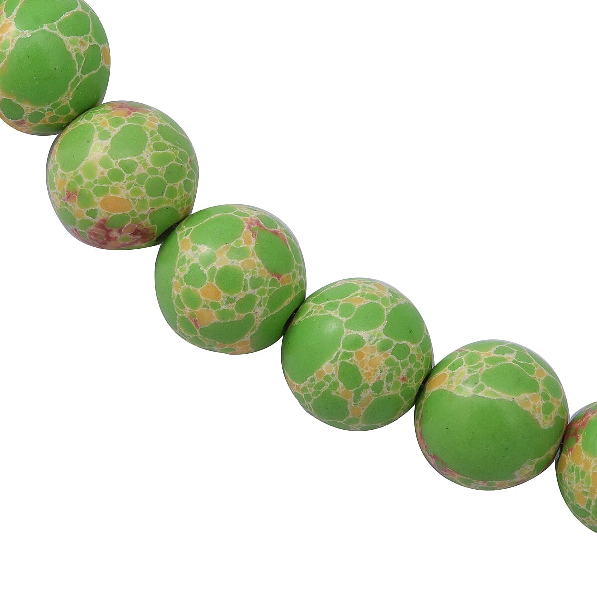 Green Imperial Jasper Beads Necklace (Size 18) in Sterling Silver 250.00 Ct.