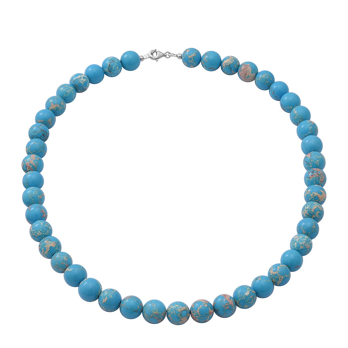 Blue Imperial Beads Necklace (Size - 18) in Sterling Silver 250.00 Ct.