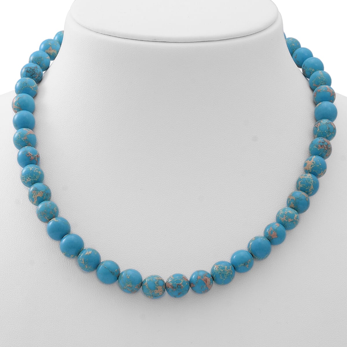 Blue Imperial Beads Necklace (Size - 18) in Sterling Silver 250.00 Ct.