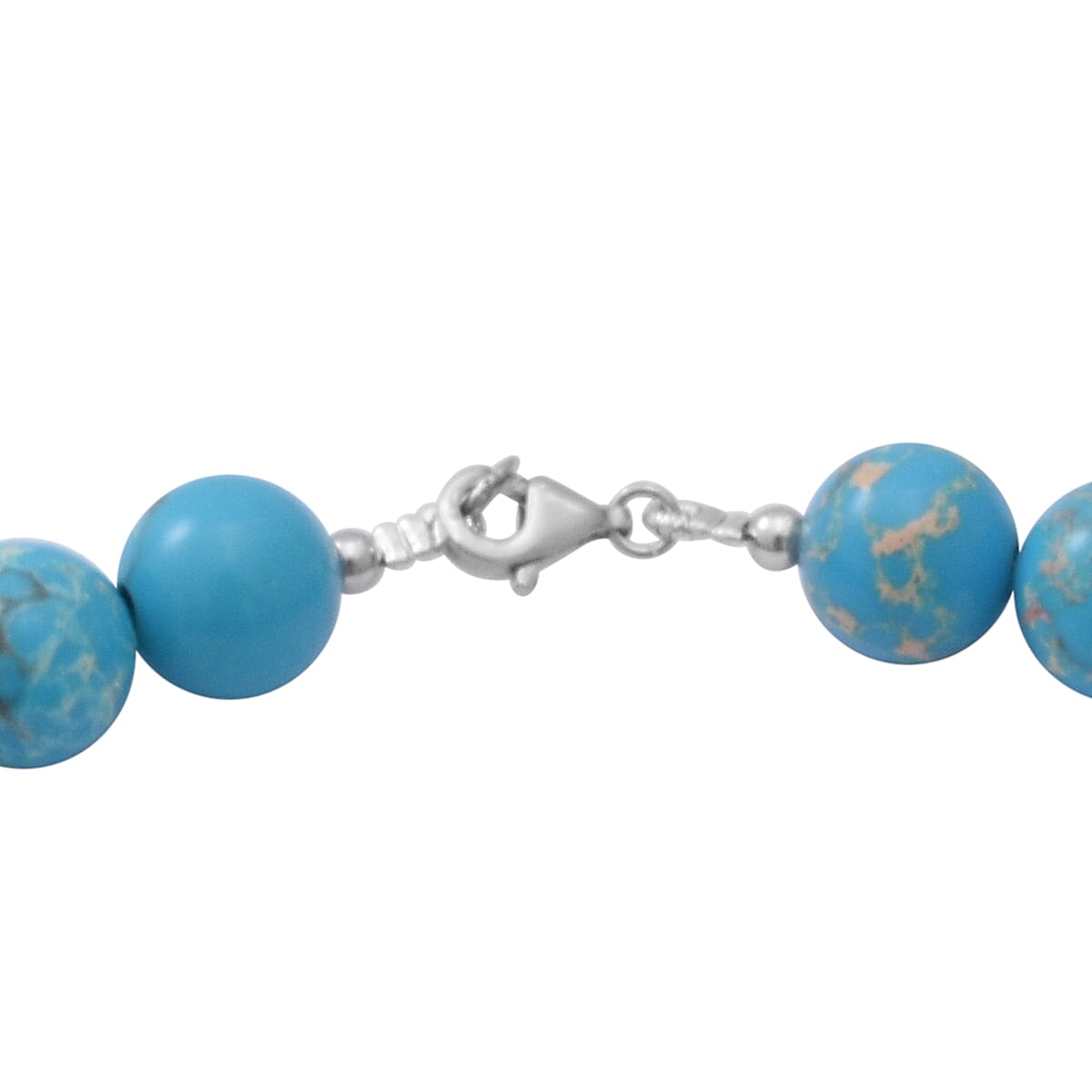 Blue Imperial Beads Necklace (Size - 18) in Sterling Silver 250.00 Ct.