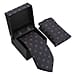 3 Piece Set - Tie, Cufflink, Pocket Square in a Gift Box - Black Size Tie: 150x7.6cm Pocket Square