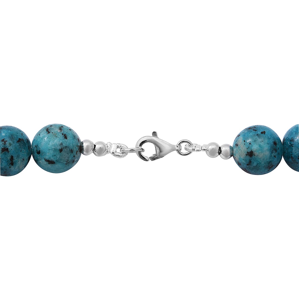 African Turquoise Beads Necklace (Size 18) in Sterling Silver 303.00 Ct.