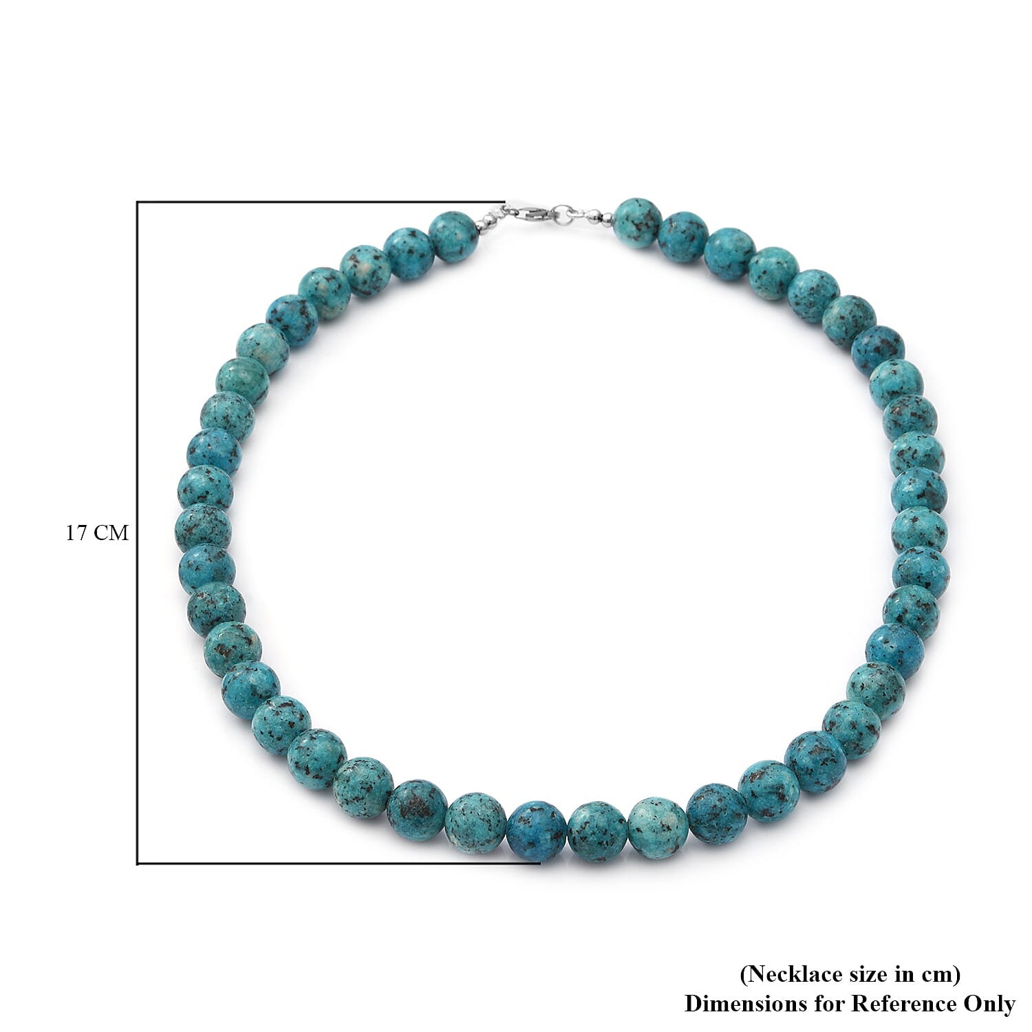 African Turquoise Beads Necklace (Size 18) in Sterling Silver 303.00 Ct.