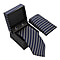 3 Piece Set - Tie, Cufflink, Pocket Square in a Gift Box - Navy Size Tie: 150x7.6cm Pocket Square