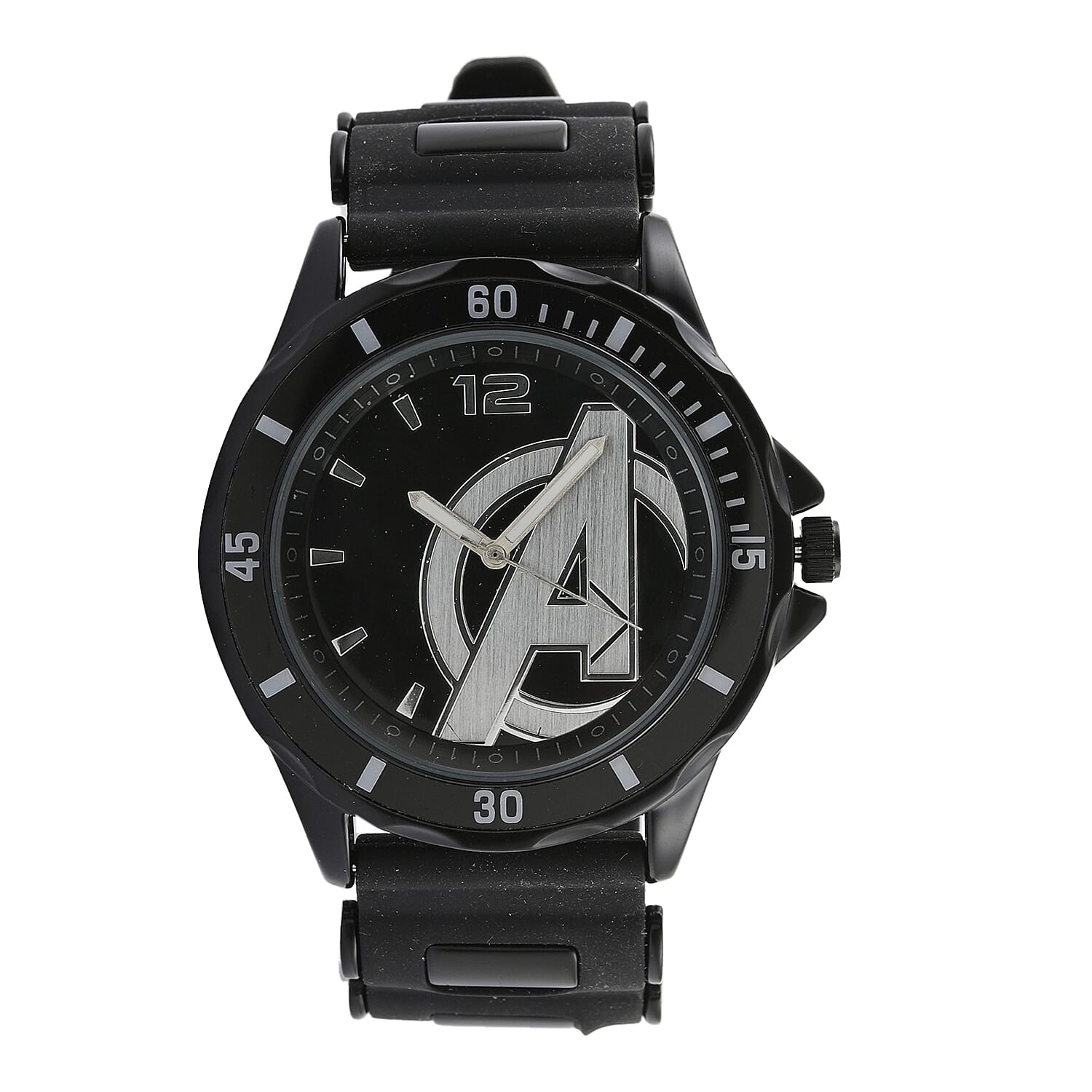 Marvel Avengers Quartz Movement Watch with Stainless Steel Black Rubber Strap (50mm)