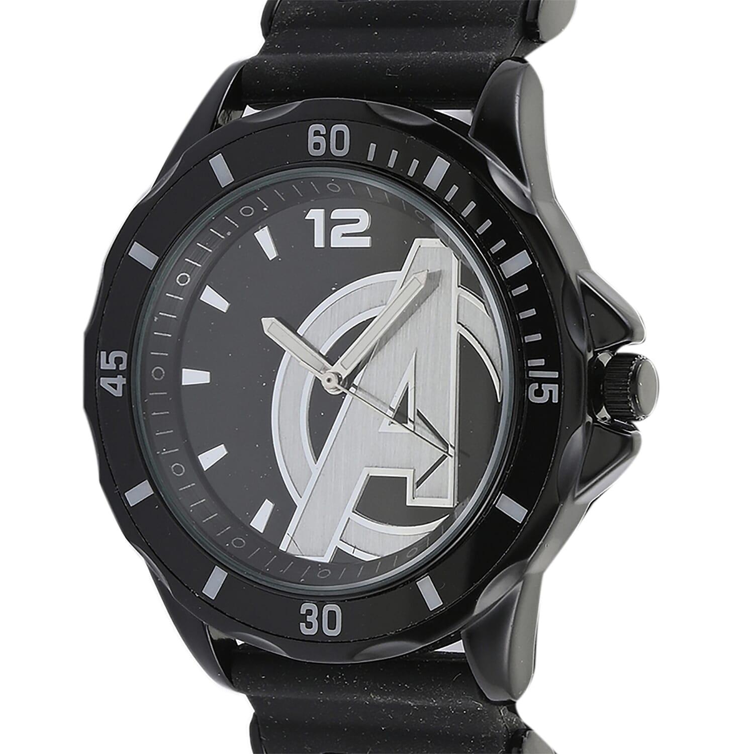 Marvel Avengers Quartz Movement Watch with Stainless Steel Black Rubber Strap (50mm)