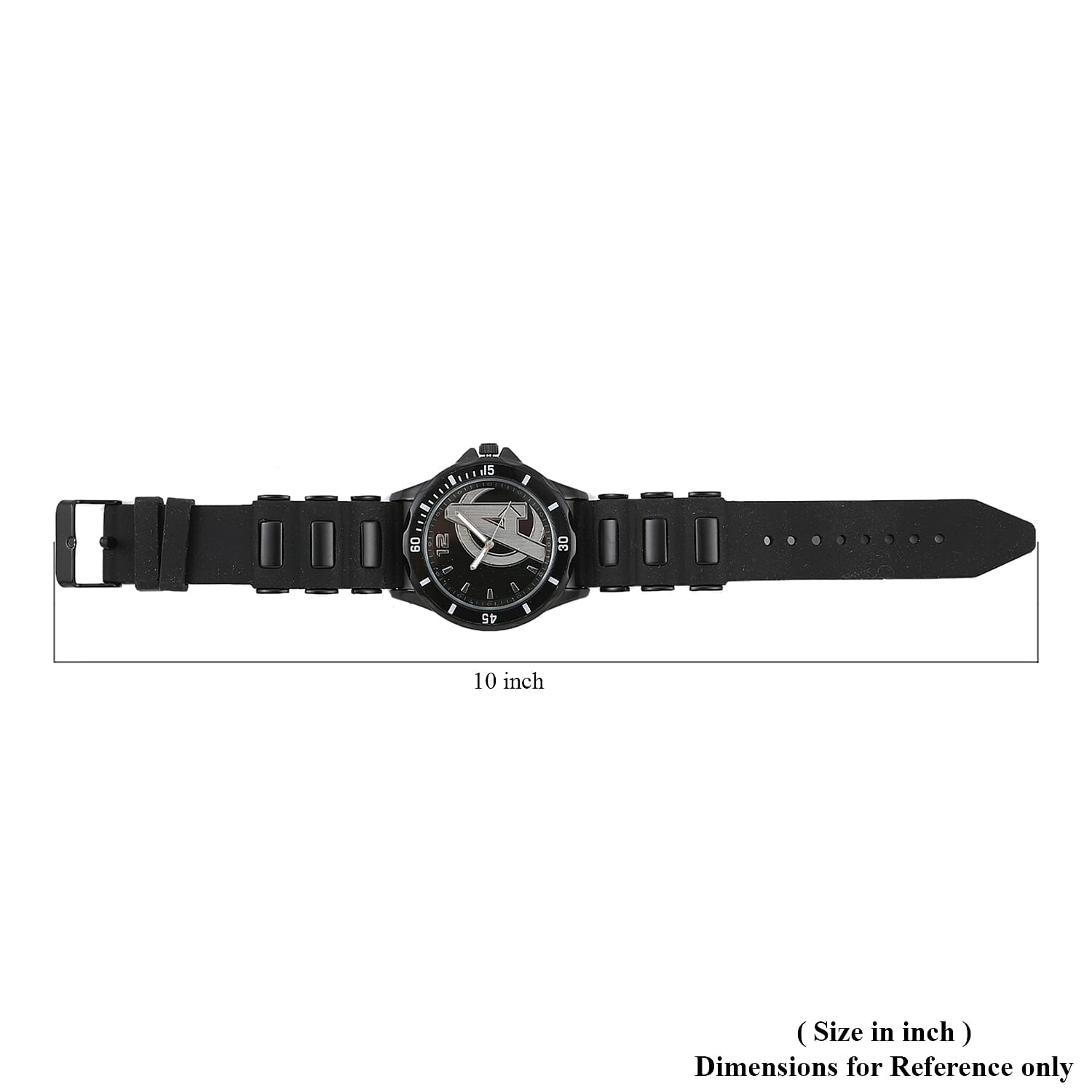 Marvel Avengers Quartz Movement Watch with Stainless Steel Black Rubber Strap (50mm)