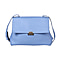 PASSAGE. lifestyle-Color:Blue; size/Profile:Crossbody bag;wall(exterior);Semi-PU. Lining(interior):polyester  Pockets(exterior):button-1;Pockets(interior):Zipped-1, slip-2.Measurement(inch):