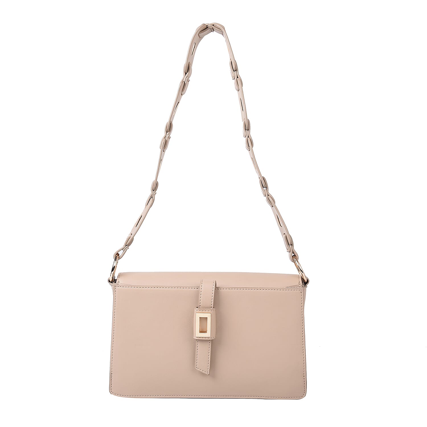PASSAGE Solid Colour Shoulder Bag with Magnetic Clasp Closure (Size 26x14x7cm) - Light Brown