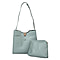 Set of 2 - PASSAGE Croc Embossed Tote bag and Pouch with Zipper Closure (Pouch size: 20x6x18cm and Bag size: 26X9X23 cm) - Green