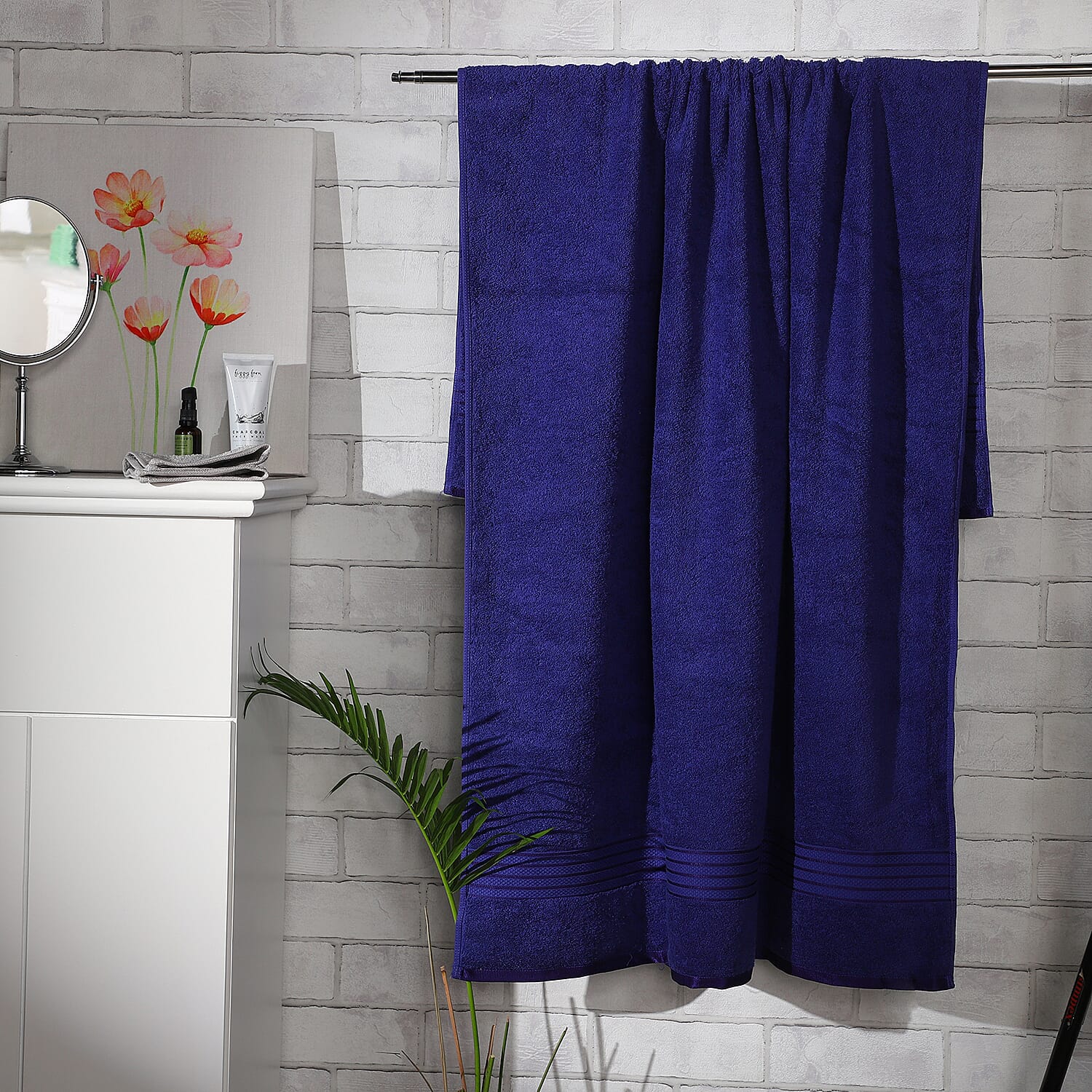 100%Egyptian Cotton Terry Towel Sheet (Size-165x90Cm) - Navy