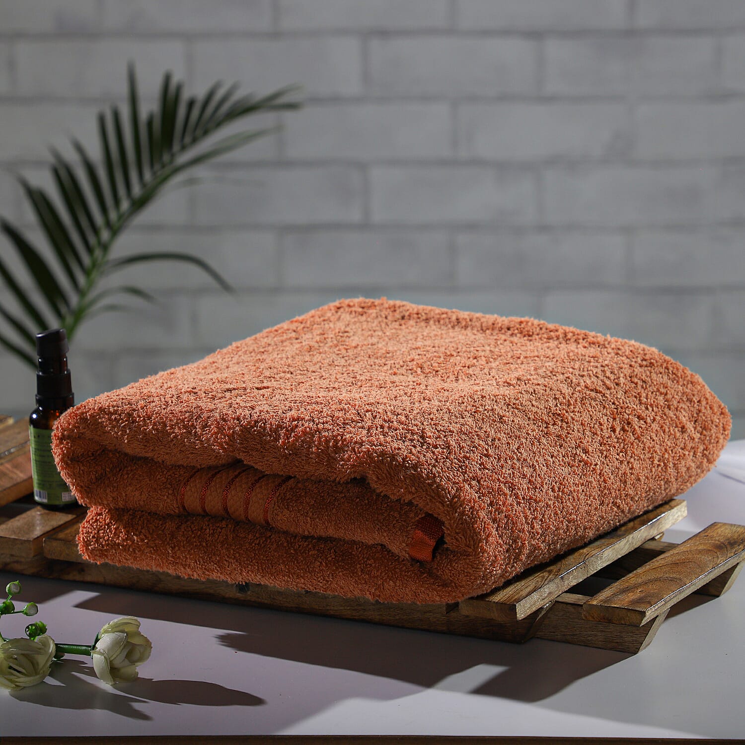 100%Egyptian Cotton Terry Towel Sheet (Size:165x90Cm) - Brick