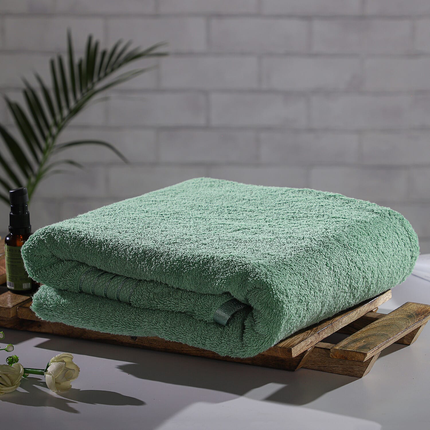 100%Egyptian Cotton Terry Towel Sheet (Size:165x90Cm) - Sage