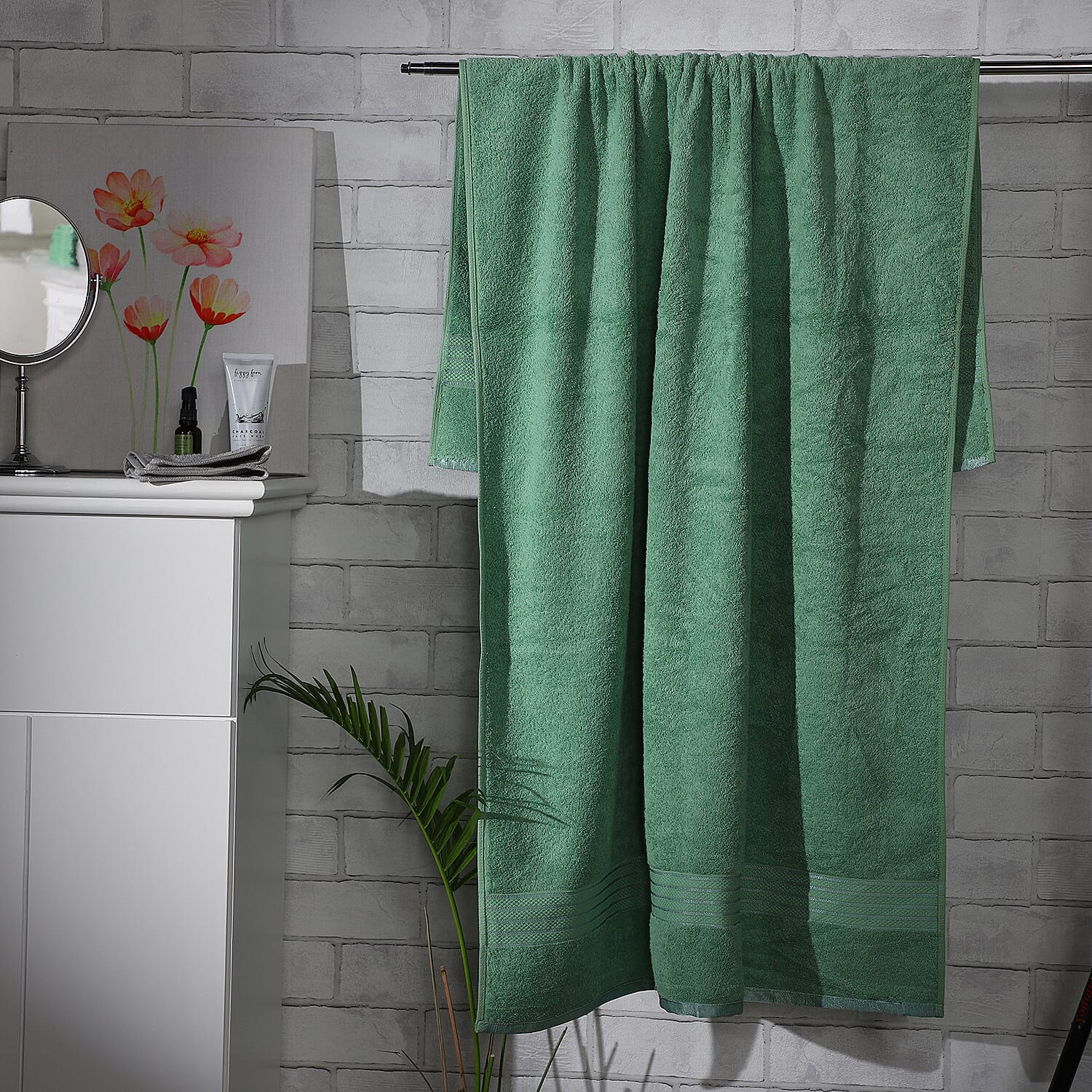 100%Egyptian Cotton Terry Towel Sheet (Size:165x90Cm) - Sage