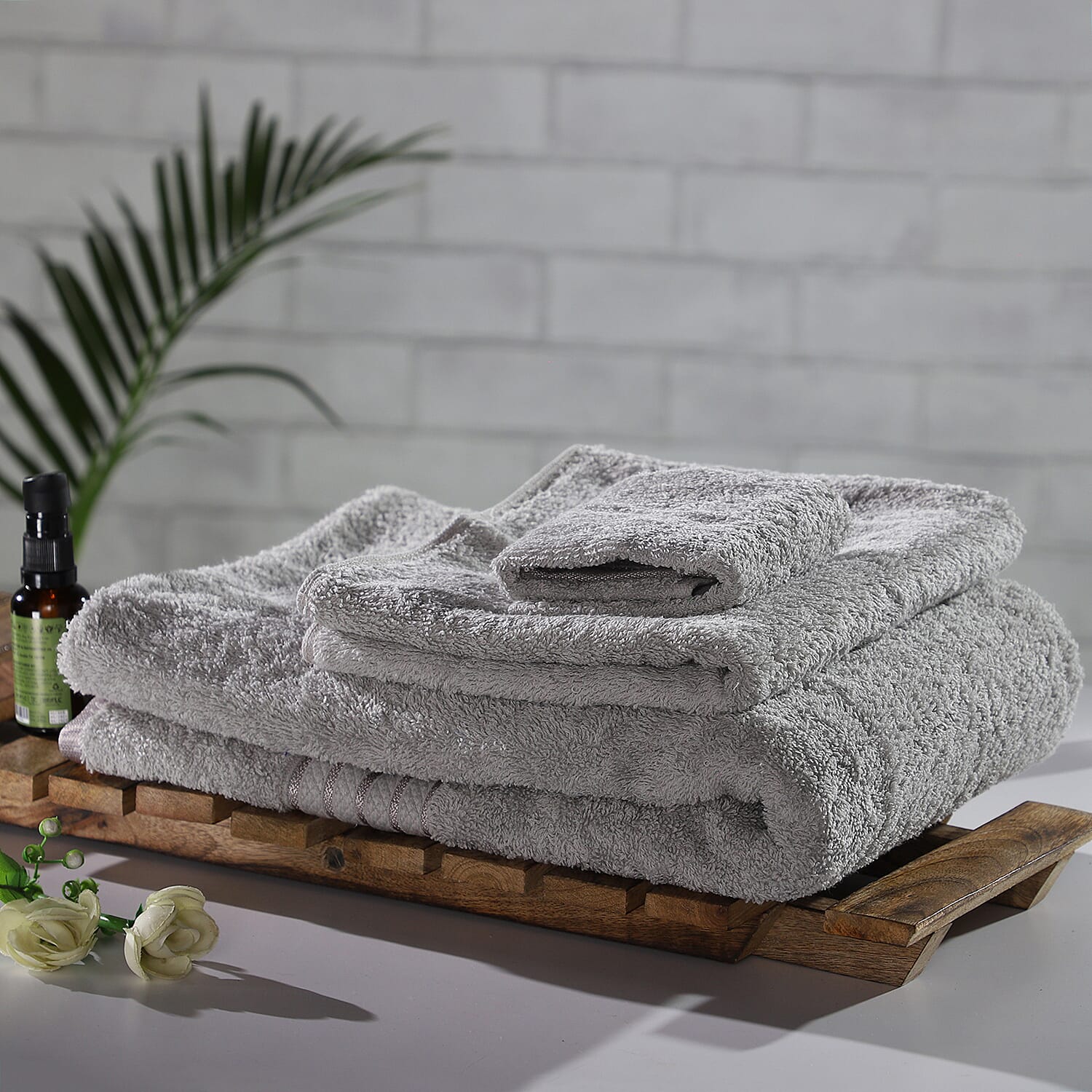 3 Piece Set - 100%Egyptian Cotton Bath Towel (Size 76x137Cm), Hand Towel (Size 41x71Cm) and Face Towel (Size 30 Cm) - Grey