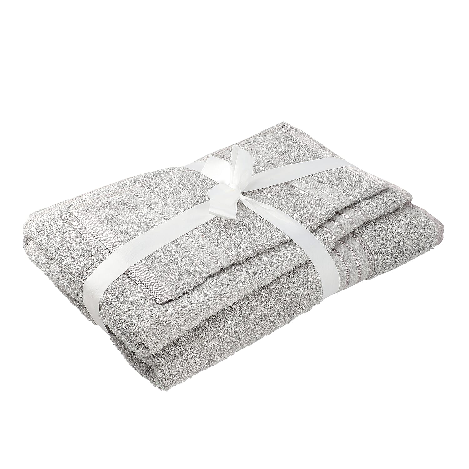 3 Piece Set - 100%Egyptian Cotton Bath Towel (Size 76x137Cm), Hand Towel (Size 41x71Cm) and Face Towel (Size 30 Cm) - Grey