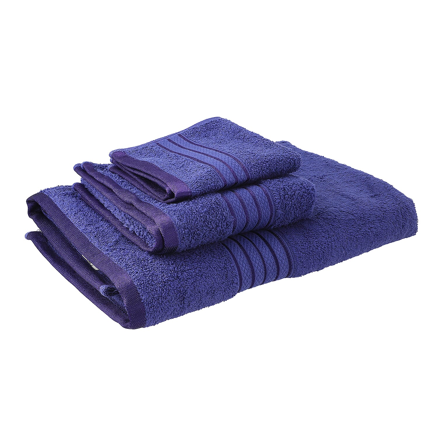 3 Piece Set - 100%Egyptian Cotton Bath Towel (Size 76x137Cm), Hand Towel (Size 41x71Cm) and Face Towel (Size 30 Cm) - Navy