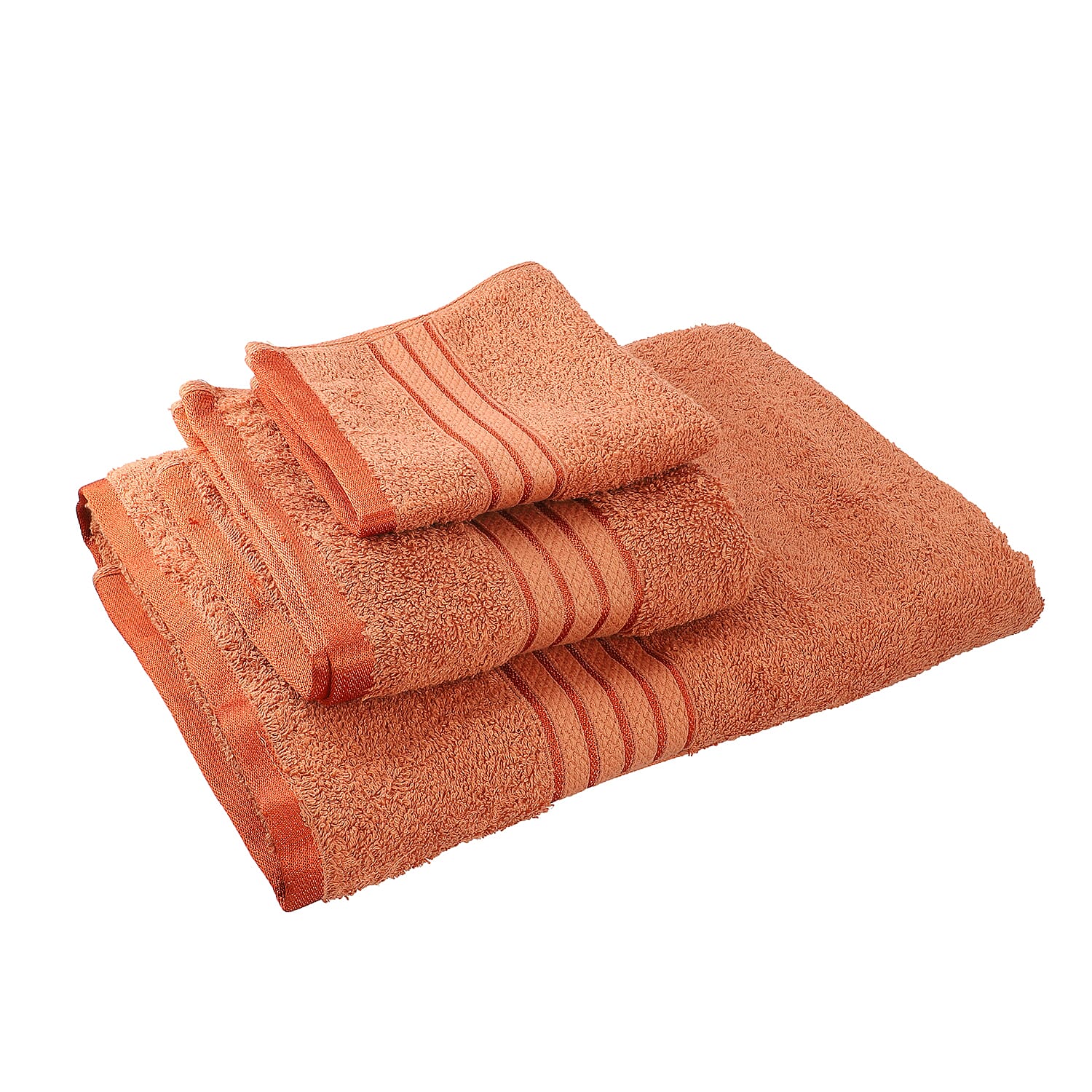 3 Piece Set - 100%Egyptian Cotton Bath Towel (Size 76x137Cm), Hand Towel (Size 41x71Cm) and  Face Towel (Size 30 Cm) - Brick