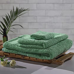 3 Piece Set - 100%Egyptian Cotton Bath Towel (Size 76x137Cm), Hand Towel (Size 41x71Cm) and Face Towel (Size 30x30Cm) - Sage Green